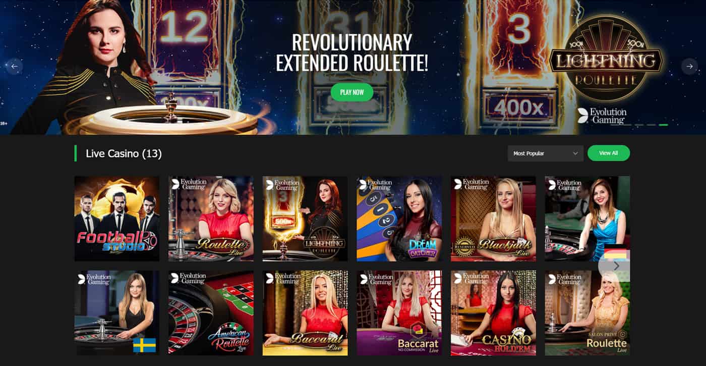 10Bet Live Casino Screenshot