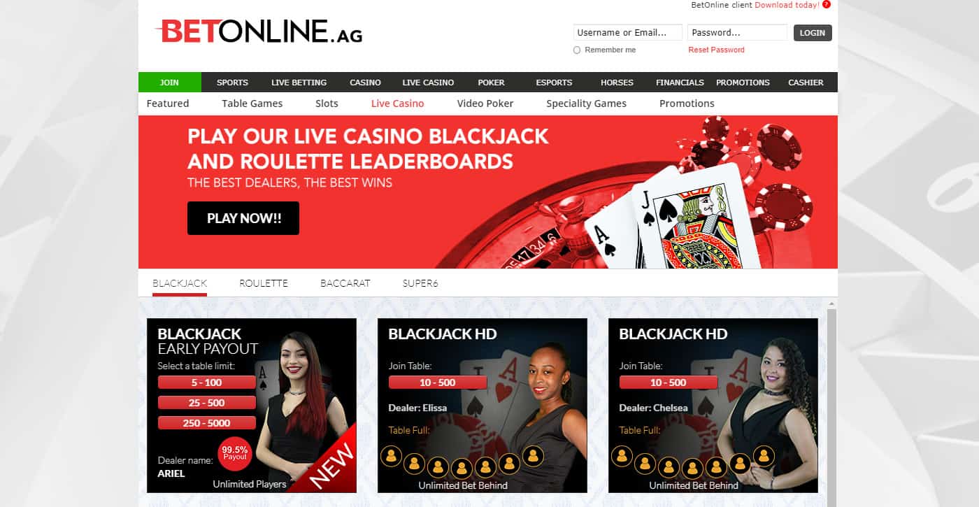 BetOnline Live Casino Screenshot