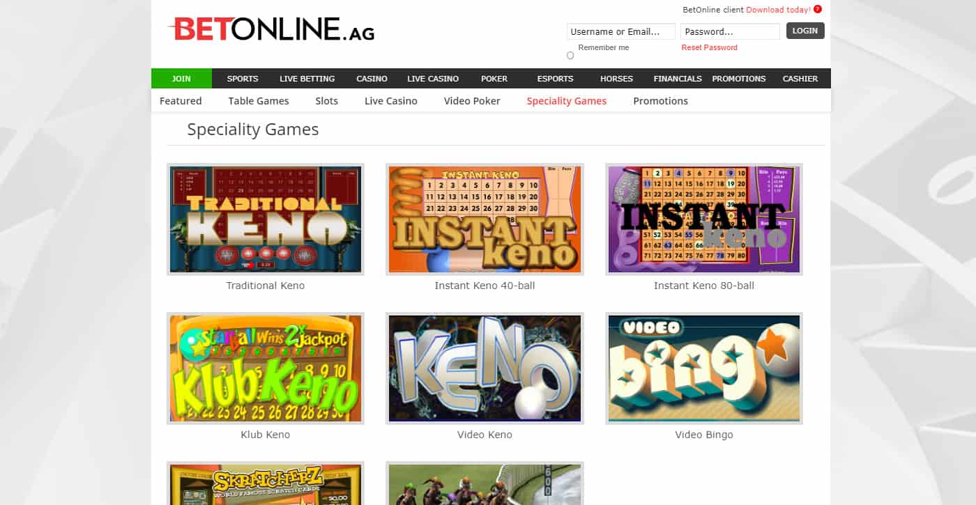 BetOnline Speciality Games Screenshot