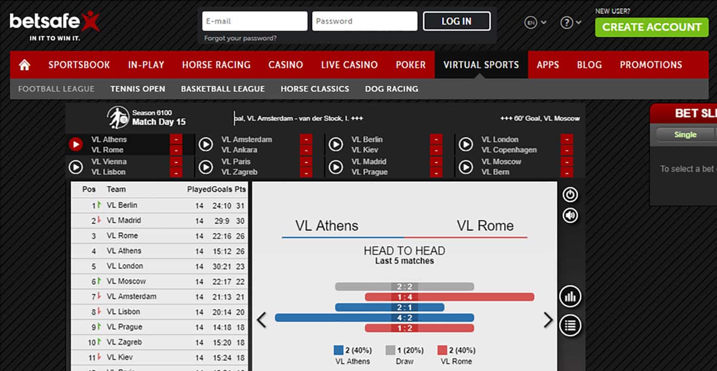 Betsafe Virtual Sports Screenshot