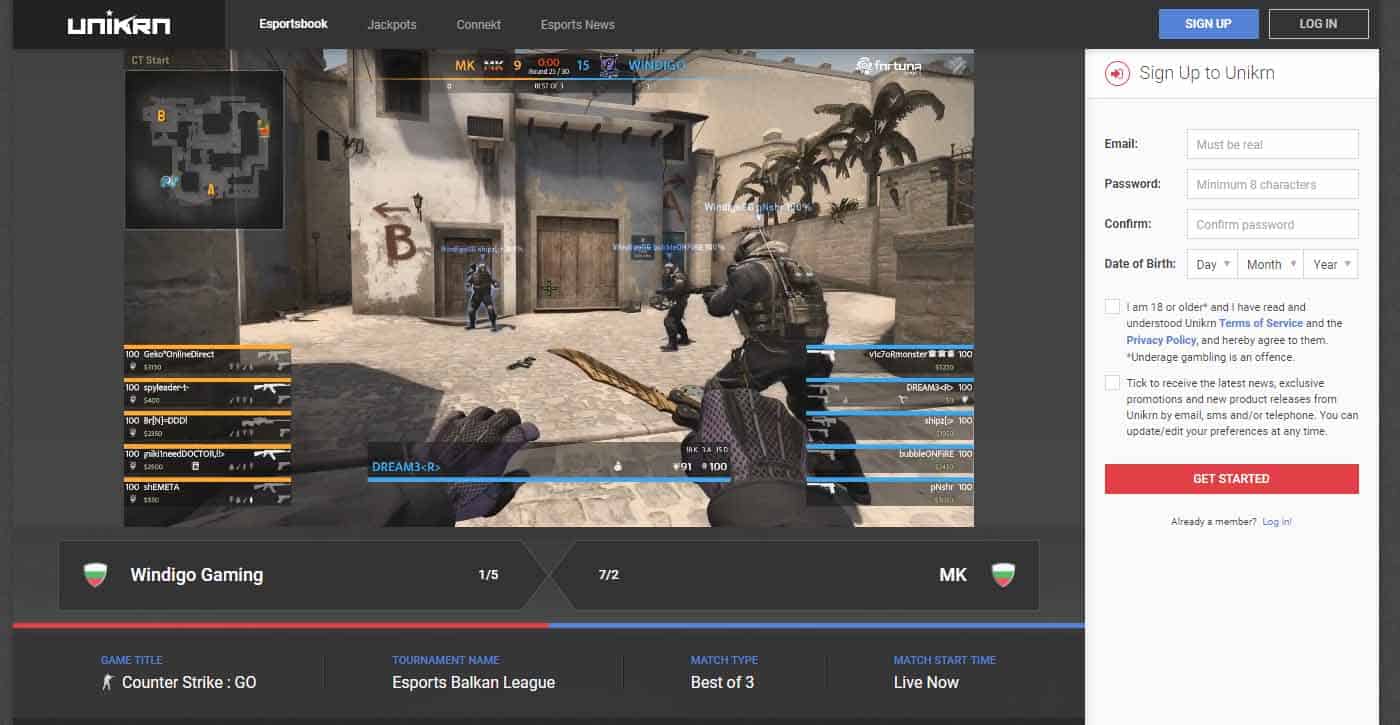 Unikrn CS:GO LIVE Stream Screenshot