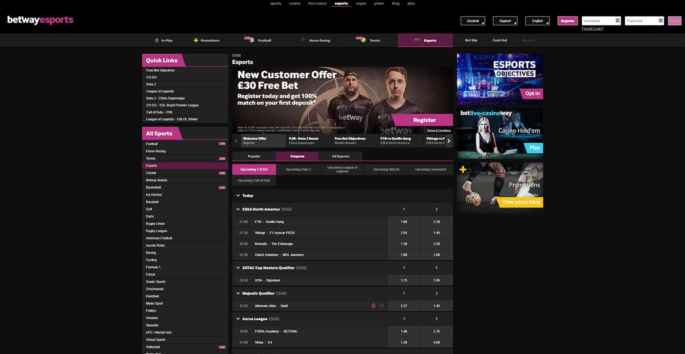 Betway Esports CSGO Screenshot