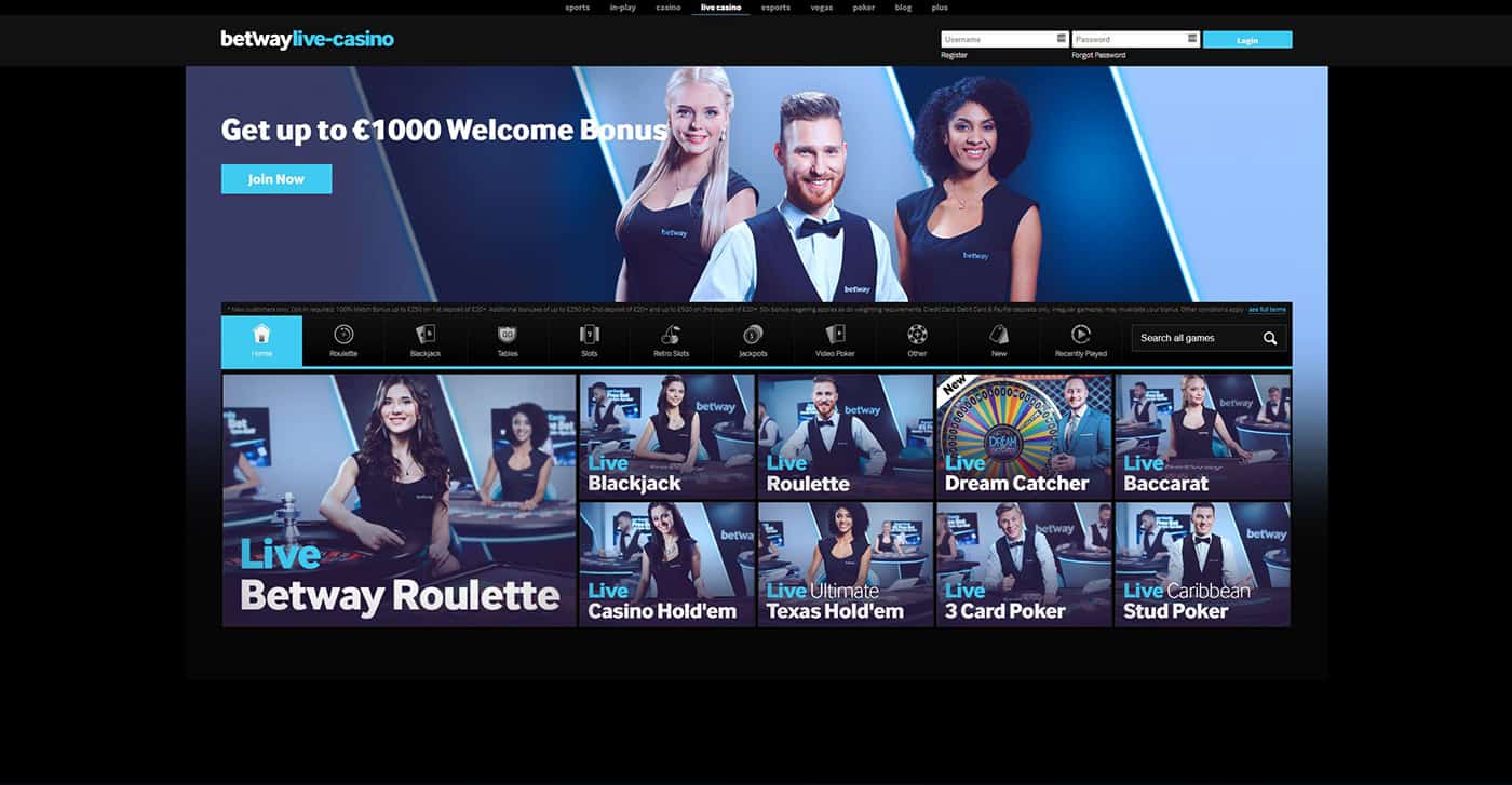 Betway Live Casino Screenshot