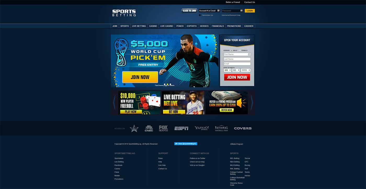 SportsBetting.ag Homepage Screenshot