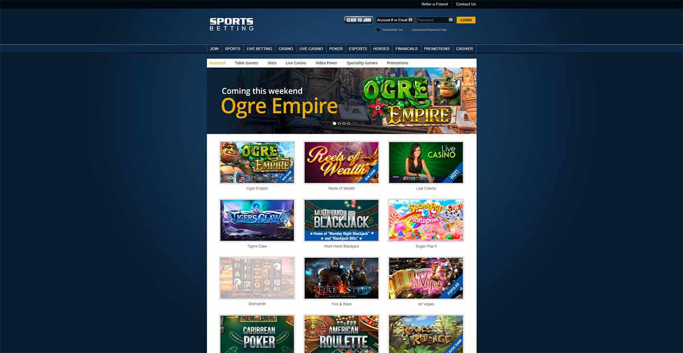 SportsBetting.ag Casino Screenshot