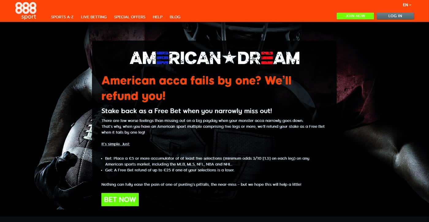 888sport American Dream Offer Screenshot