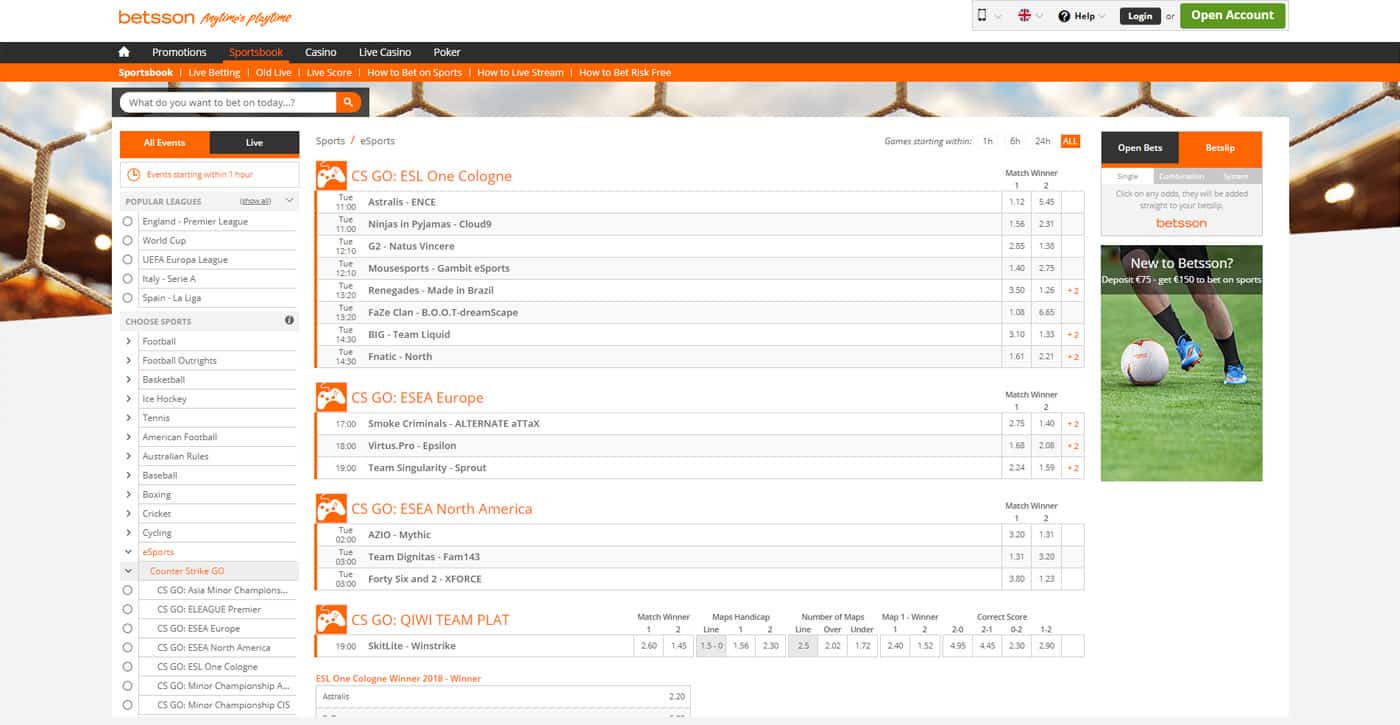 Betsson Esports CS:GO Screenshot