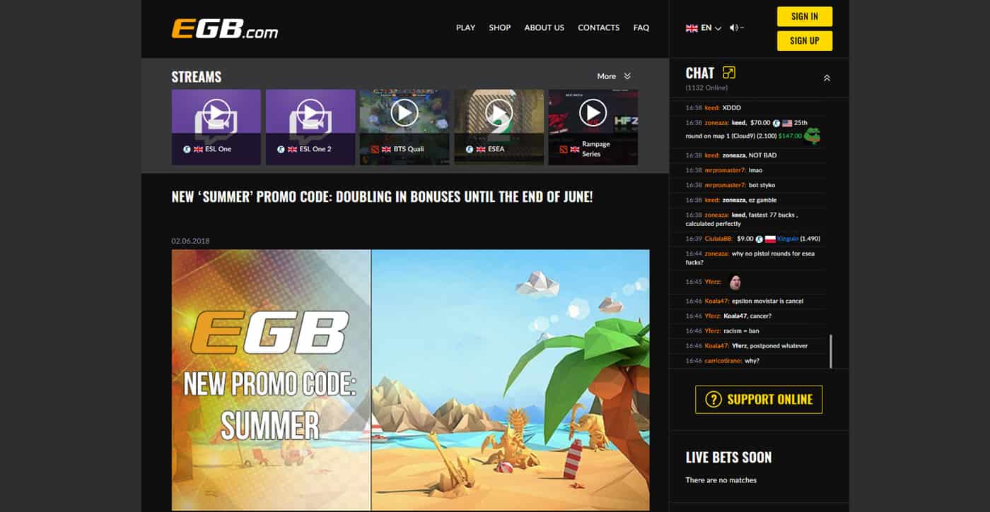 EGB.com Promotions Screenshot