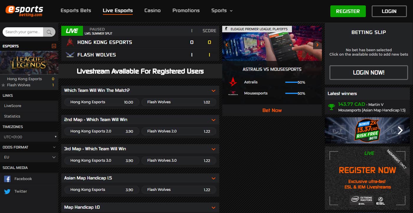 EsportsBetting.com CS:GO Screenshot
