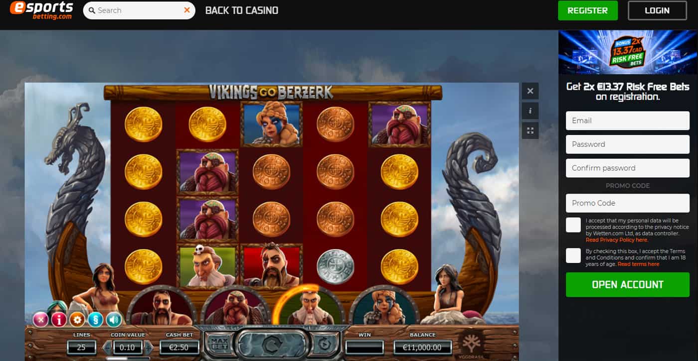 EsportsBetting.com Vikings go Berzerk Slot Screenshot