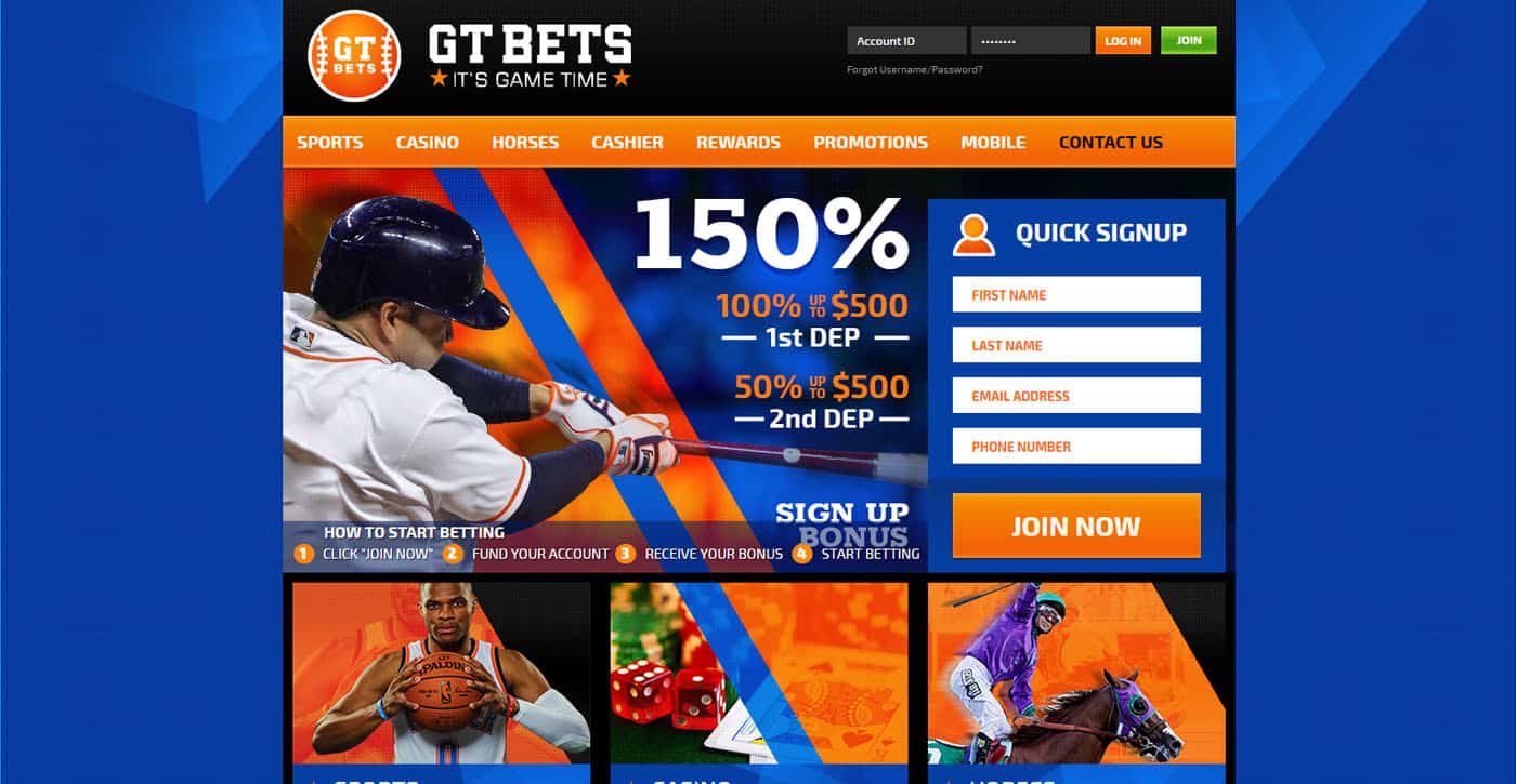 GTBets Homepage Screenshot