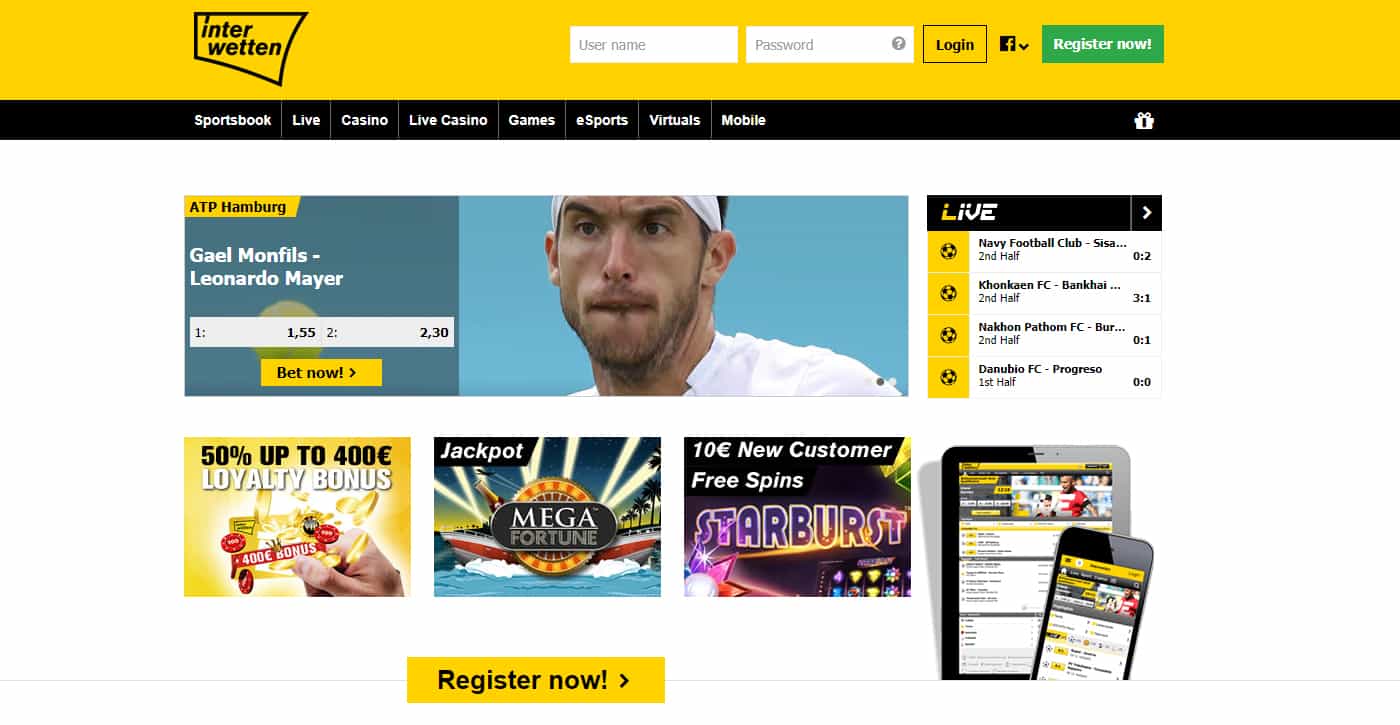 Interwetten Homepage Screenshot