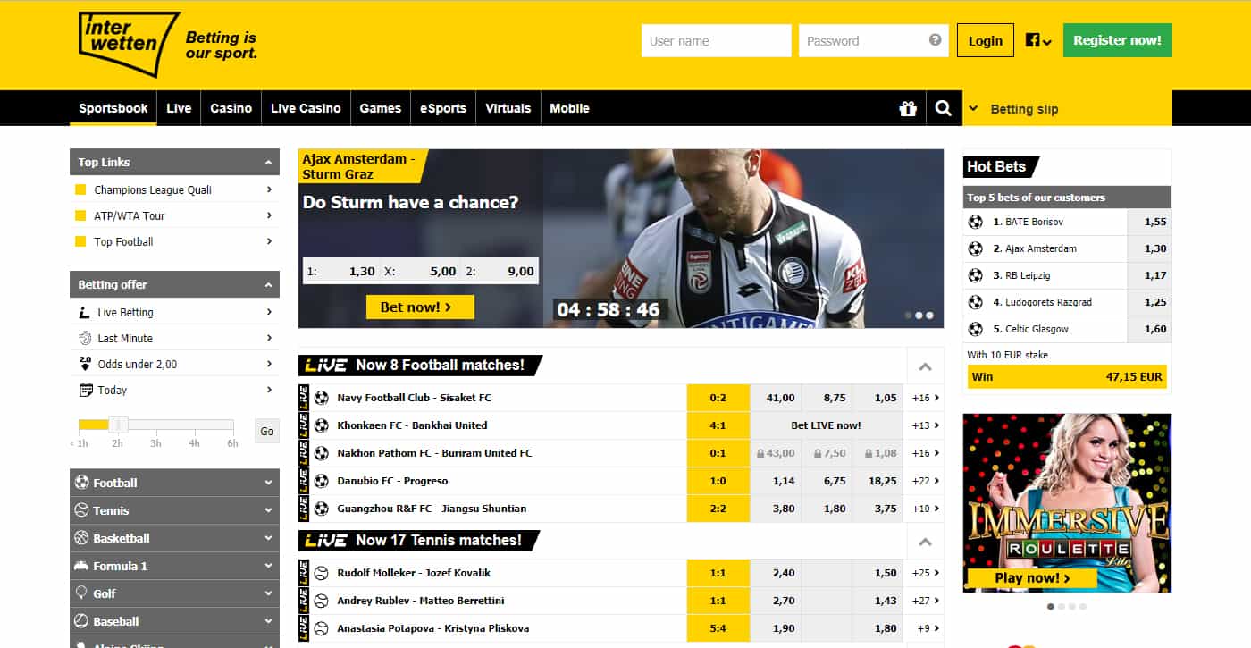 Interwetten Sportsbook Screenshot