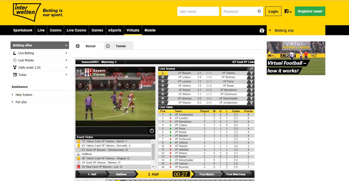 Interwetten Virtual Screenshot