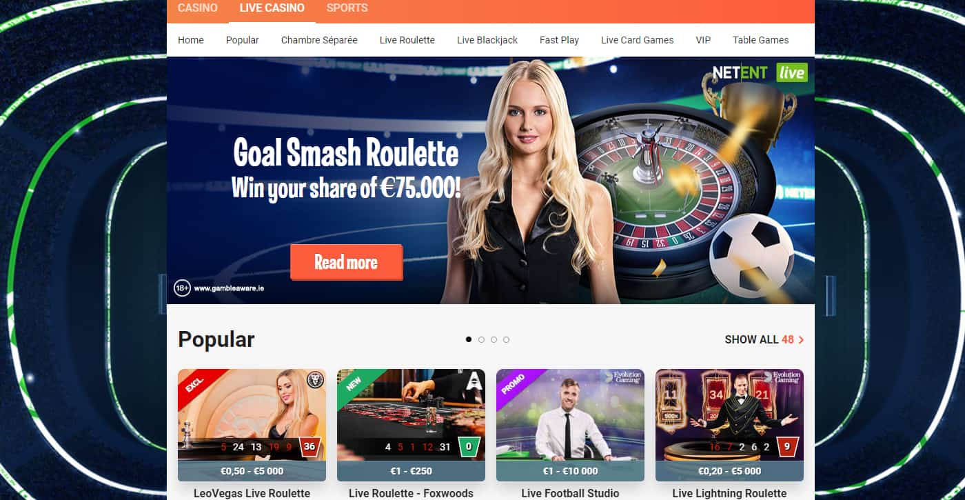 LeoVegas Live Casino Screenshot