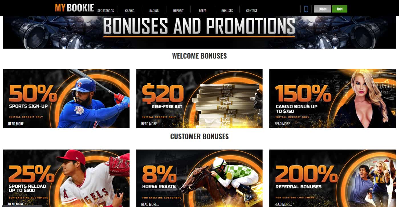 MyBookie Bonuses Screenshot