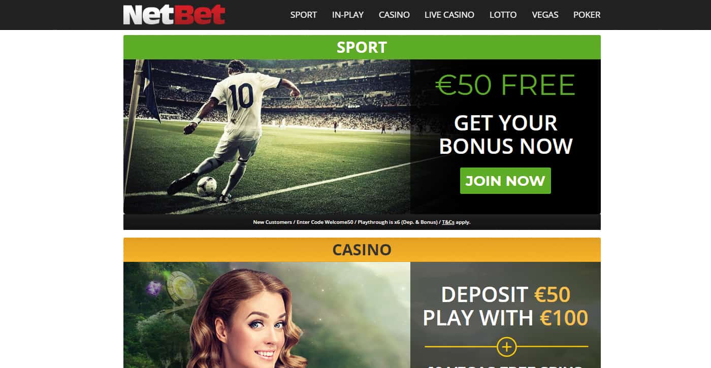 NetBet Homepage Screenshot