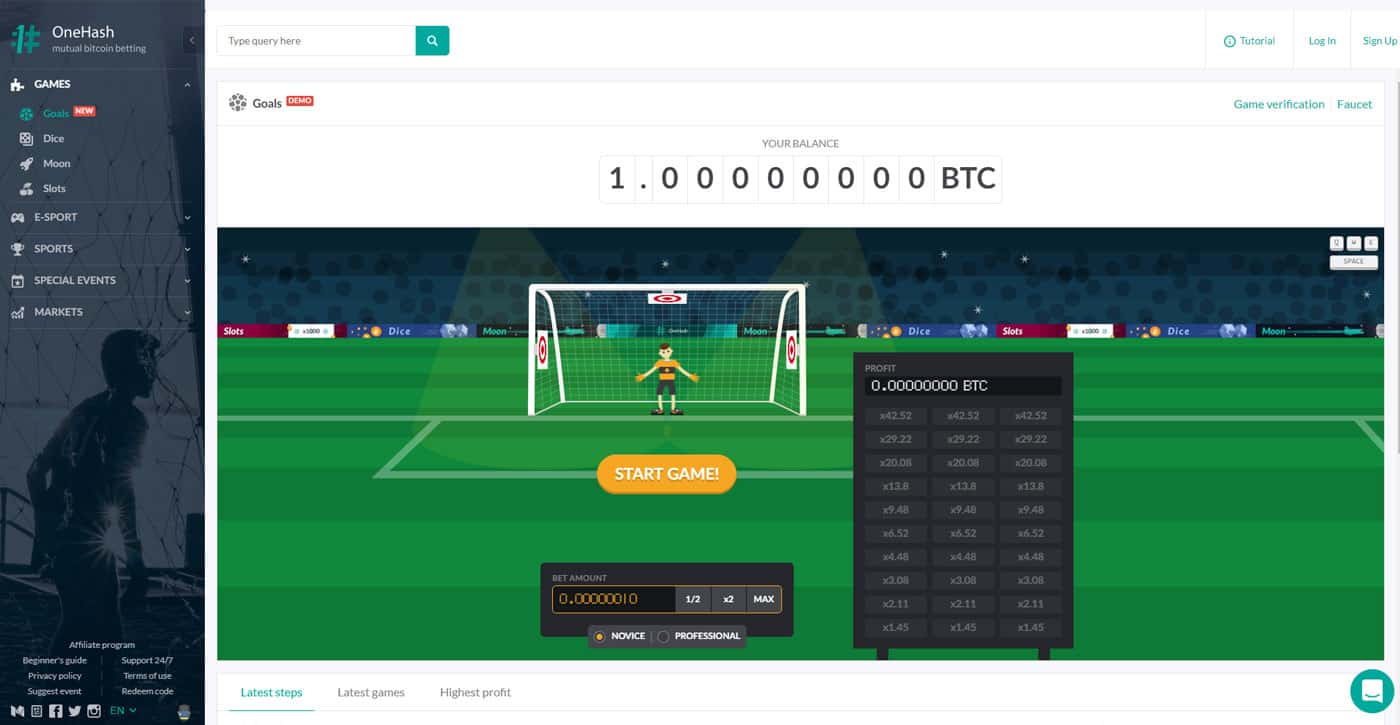 OneHash Games - Goals Screenshot