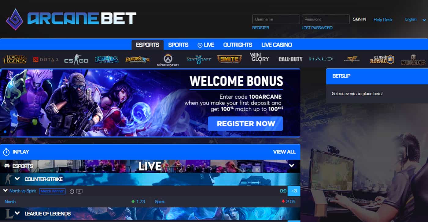 ArcaneBet Homepage Screenshot