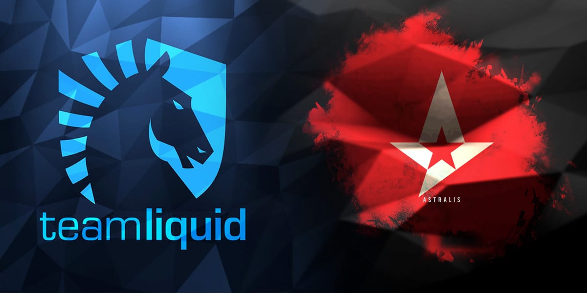 Team Liquid Logo and Astralis Logo on Abstract Background